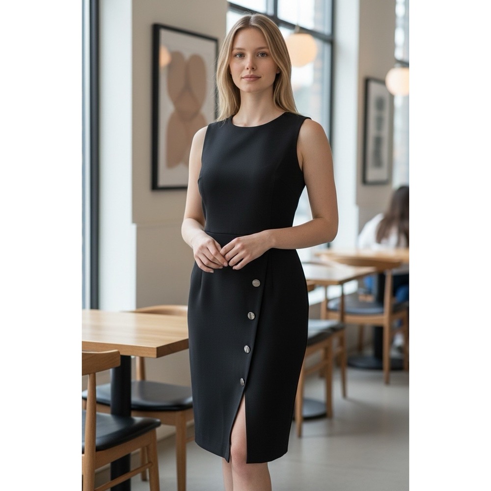 Kasper Sheath Dress Women's Size 6P Black Sheath New With Tags